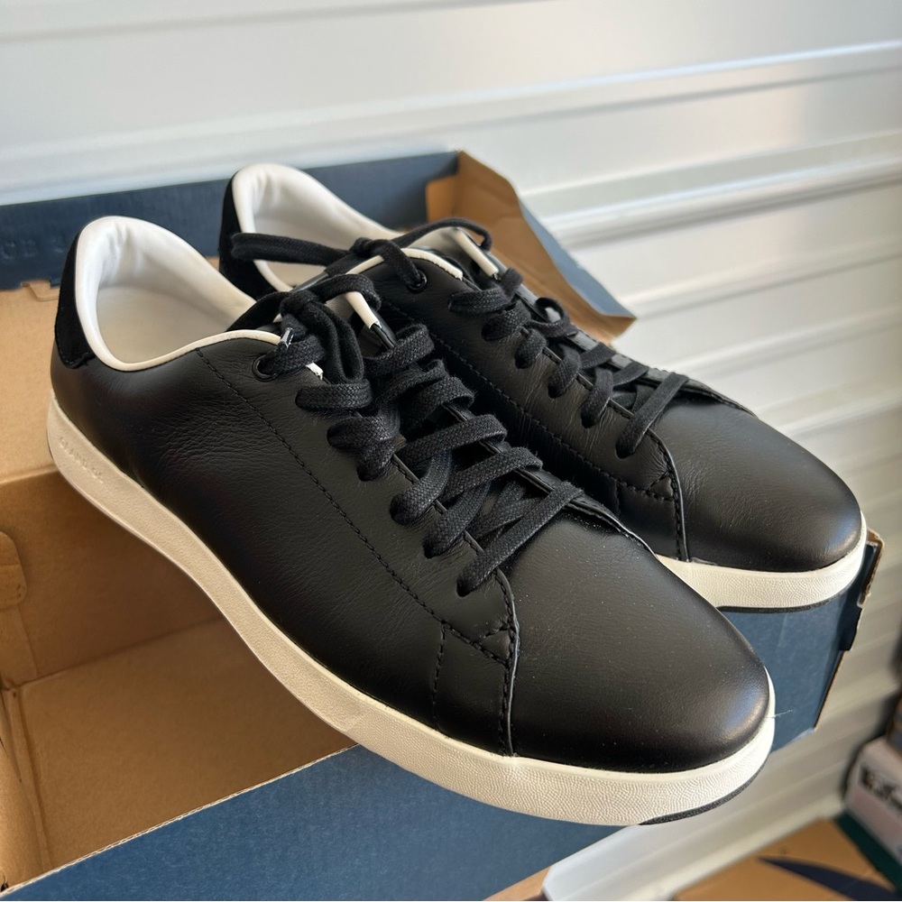 Cole Haan Hann Black/Optic White Grandpro Tennis Lace-up Sneakers Size 10